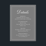Cartão De Informações Casamento Elegante Tradicional Formal de Cinzas Si<br><div class="desc">Carteira de casamento do estilo tradicional / cinza de cinza apresentando um simples design com "Detalhes" em um dentro de caligrafia elegante de uma borda fina. O modelo permite que você compartilhe informações importantes sobre seu dia especial. Este design clássico é perfeito para um casamento formal.</div>