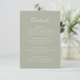 Cartão De Informações Casamento Elegante Verde Clássico