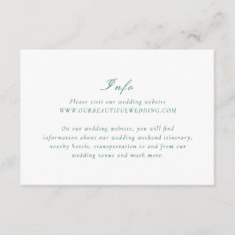 Cartão De Informações Casamento Elegante Verde Emerald Limpo