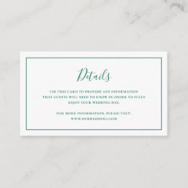 Cartão De Informações Casamento Elegante Verde Tradicional Emerald