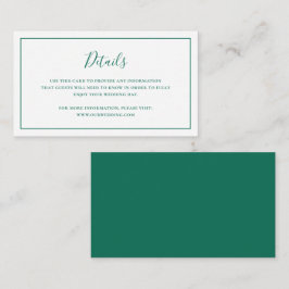Cartão De Informações Casamento Elegante Verde Tradicional Emerald