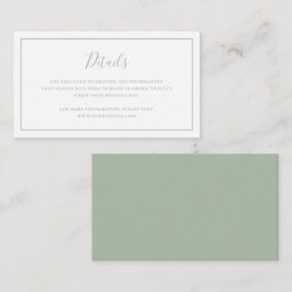 Cartão De Informações Casamento Elegante Verde Tradicional Sage