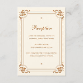 Cartão De Informações Casamento Elegante Vintage Recepção Cobre Marfim