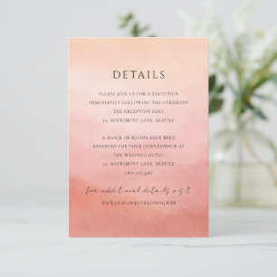 Cartão De Informações Casamento em Aquarela com Pôr do Sol Tropical Eleg