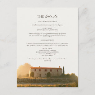 Cartão De Informações Casamento em Casa de Campo Italiana Nebulosa Detal