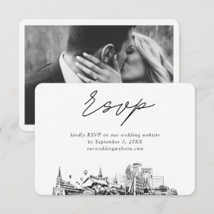 Cartão De Informações Casamento em Louisville Minimalista Esboço RSVP