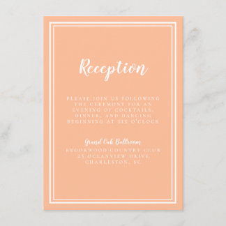 Cartão De Informações Casamento em Pêssego Simples Moderno Recepção Trad