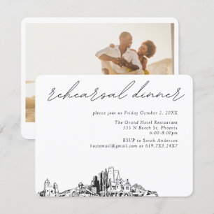 Cartão De Informações Casamento em Phoenix: Jantar de Rehearsal Elegante