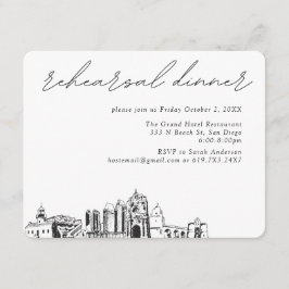 Cartão De Informações Casamento em San Diego Jantar de Rehearsal Elegant