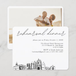 Cartão De Informações Casamento em San Diego Jantar de Rehearsal Elegant