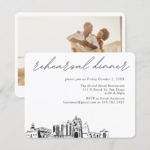 Cartão De Informações Casamento em San Diego Jantar de Rehearsal Elegant