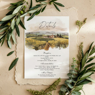 Cartão De Informações Casamento em Vinícola Toscana   Campo Italiano