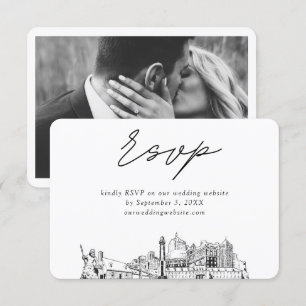 Cartão De Informações Casamento em Virginia Beach Minimalista Esboço RSV
