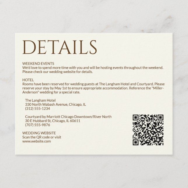 Cartão De Informações Casamento Esbranquiçado De Flor Selvagem Moderna E (Frente)