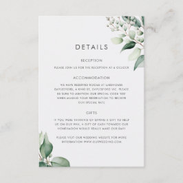 Cartão De Informações Casamento Eucalyptus Greenery Mínimo Elegante