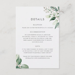 Cartão De Informações Casamento Eucalyptus Greenery Mínimo Elegante