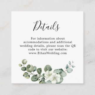 Cartão De Informações Casamento Eucalyptus Rustic Greenery