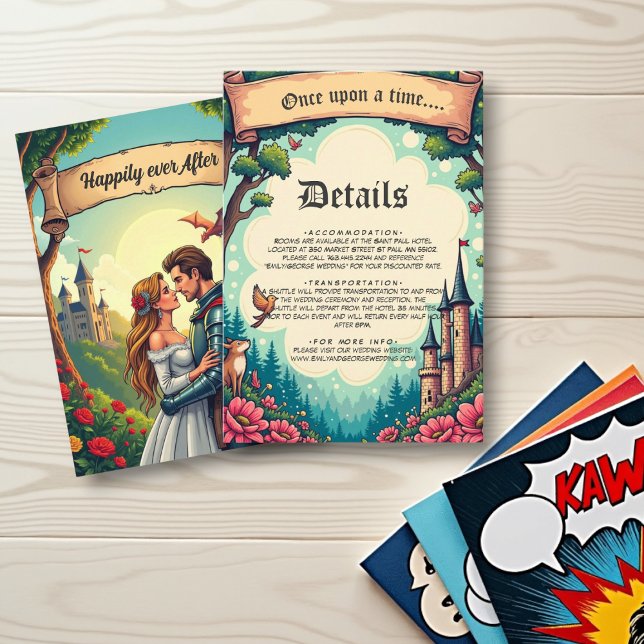 Cartão De Informações Casamento Fairytale do Castelo da Floresta Encanta (Criador carregado)