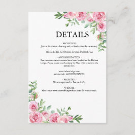 Cartão De Informações Casamento Flor de Rosa Corado
