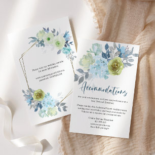 Cartão De Informações Casamento Floral Amarelo Azul Claro Verde