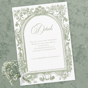 Cartão De Informações Casamento Floral Arco Sálvia Clássico Elegante
