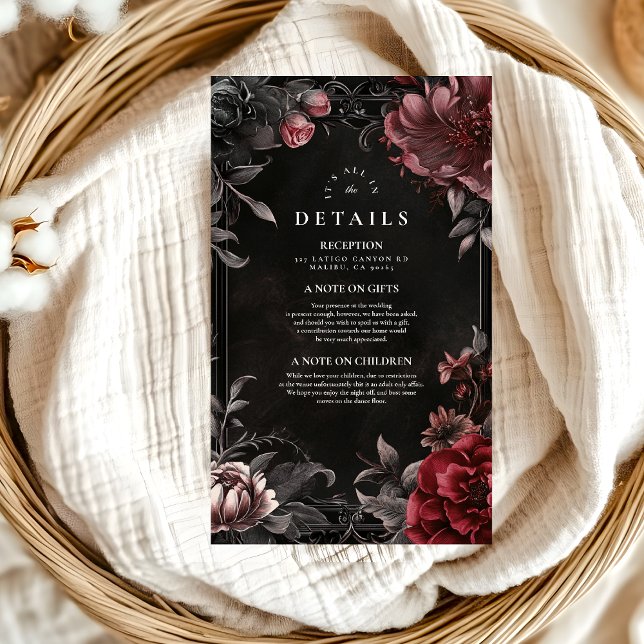 Cartão De Informações Casamento Floral Art Nouveau Vitoriano (Criador carregado)