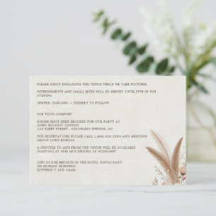 Cartão De Informações Casamento Floral Boho Neutro com Detalhes