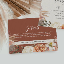 Cartão De Informações Casamento Floral Boho Outono 