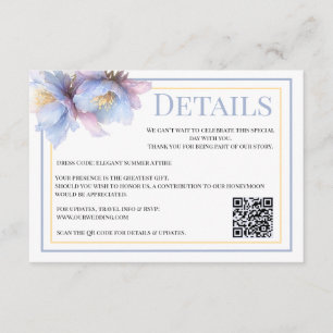 Cartão De Informações Casamento Floral Botânico Pastel Artístico