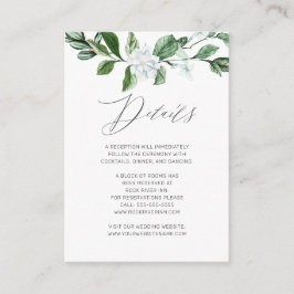 Cartão De Informações Casamento Floral Branca de Sage Greenery Wreath