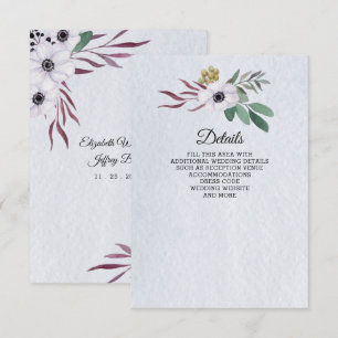 Cartão De Informações Casamento Floral Branco Azul Empoeirado Aquarela R