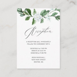 Cartão De Informações Casamento Floral Branco da Moderna Sage Greenery