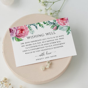 Cartão De Informações Casamento floral, cor-de-rosa-d'água, desejando b