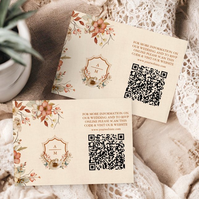 Cartão De Informações Casamento Floral da Boêmia Ocidental (Criador carregado)