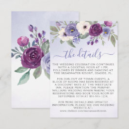 Cartão De Informações Casamento Floral de Aquarela Lavanda Rubor