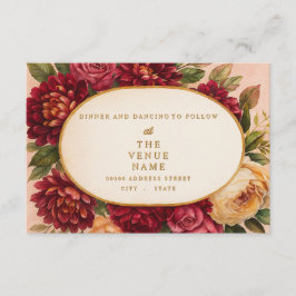 Cartão De Informações Casamento Floral de Aquarelas Blush Burgundy