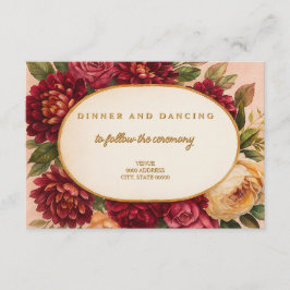 Cartão De Informações Casamento Floral de Aquarelas Blush Burgundy