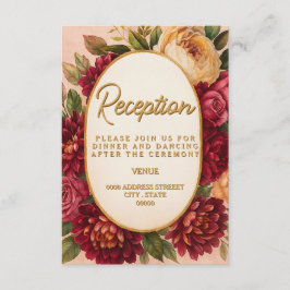 Cartão De Informações Casamento Floral de Aquarelas Blush Burgundy