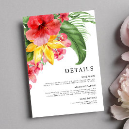 Cartão De Informações Casamento Floral de Destino Tropical