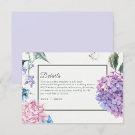 Cartão De Informações Casamento Floral de Hydrangea, pintado à Mão