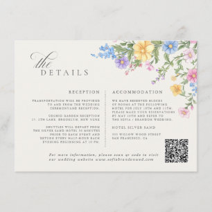 Cartão De Informações Casamento Floral de Jardim Ornado com Pastéis Suav