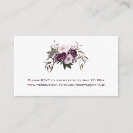 Cartão De Informações Casamento Floral de Peões Rosa Púrpura |