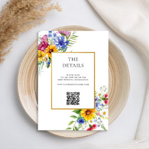 Cartão De Informações Casamento Floral de Verão Russo Elegante