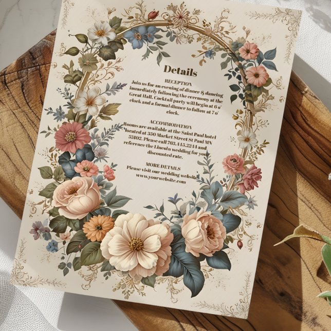 Cartão De Informações Casamento Floral do Jardim Vitoriano (Criador carregado)