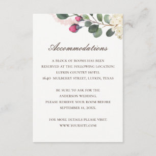 Cartão De Informações Casamento Floral Elegante   Alojamento de rosa + Q