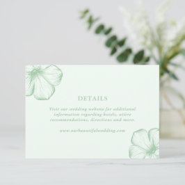 Cartão De Informações Casamento Floral Elegante Modern Sage Green