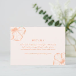 Cartão De Informações Casamento Floral Elegante Moderno Peach