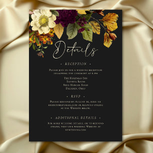 Cartão De Informações Casamento Floral Elegante Moody Jewel Vintage