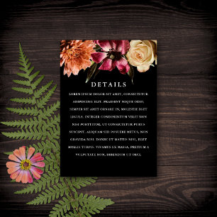 Cartão De Informações Casamento Floral Elegante Sombrio + Temperamental 