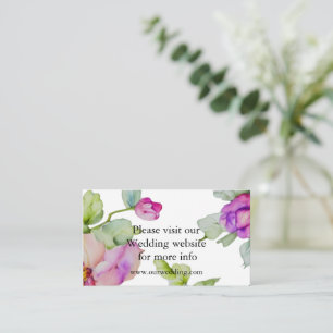 Cartão De Informações Casamento floral em aquarela rosa roxo elegante
